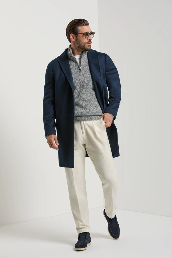 Pini Parma made in italy men blue overcoat wool winter