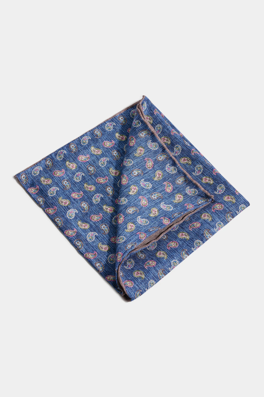 Blue patterned fabric on a white background