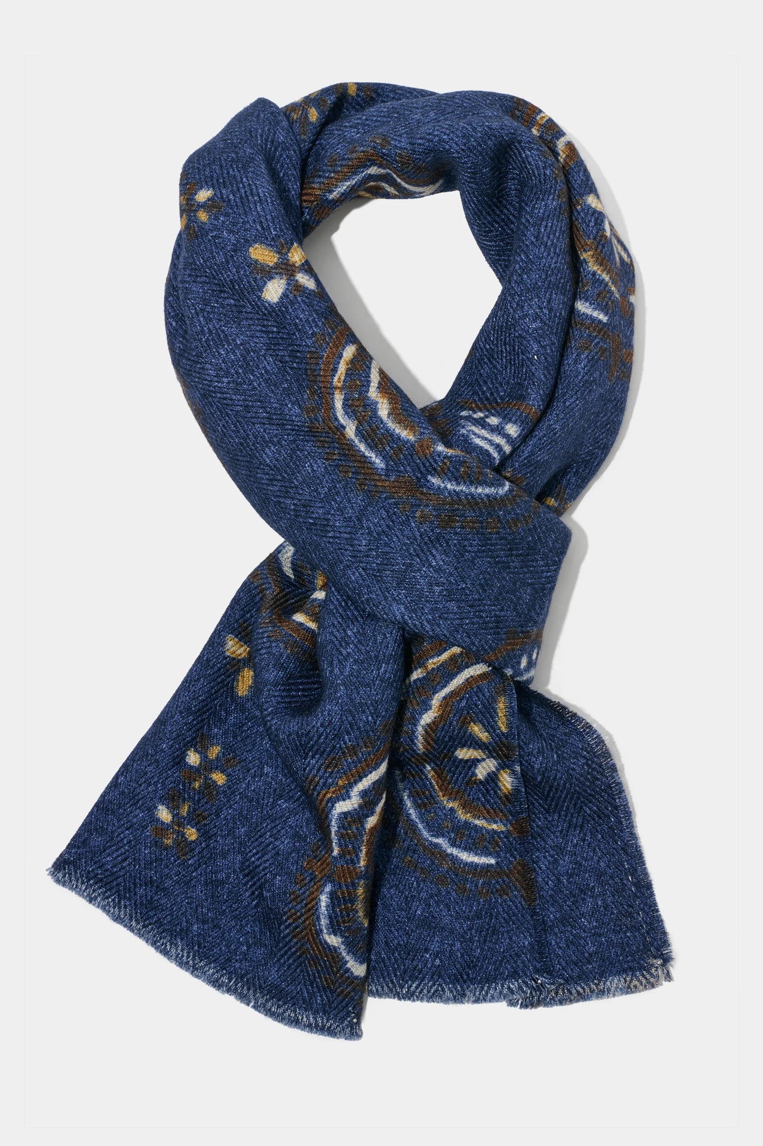 Écharpe bleue à motifs - Made in Italy