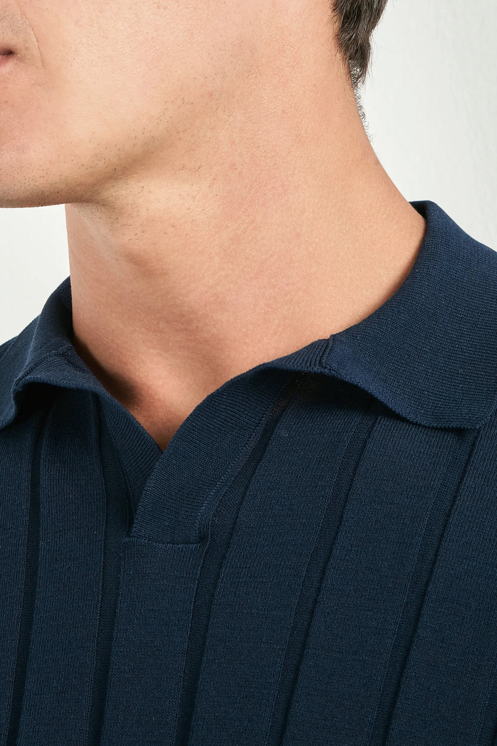 Blue ribbed polo - Made in Italy
