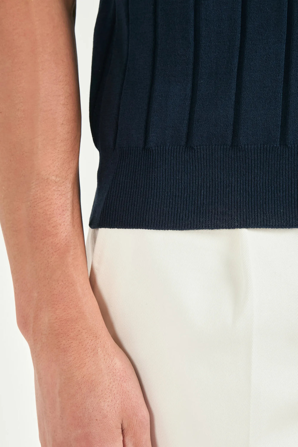 Blue ribbed polo - Made in Italy