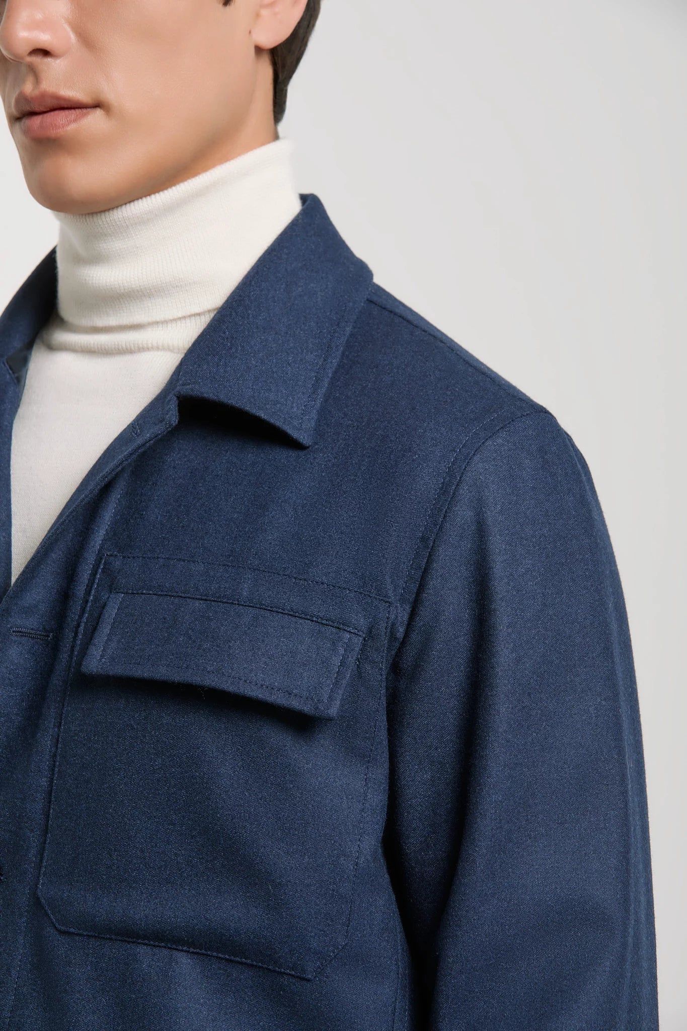 Pini Parma made in italy men blue shirt jacket wool 