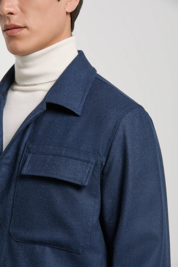 Pini Parma made in italy men blue shirt jacket wool 