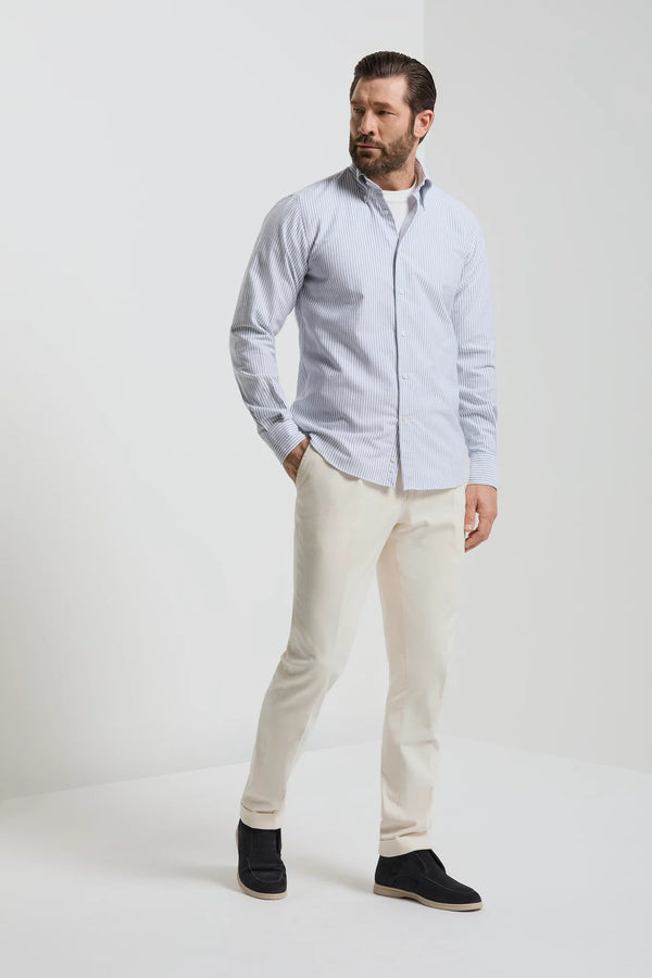 men pini parma blue button down striped shirt made in italy in cotton
