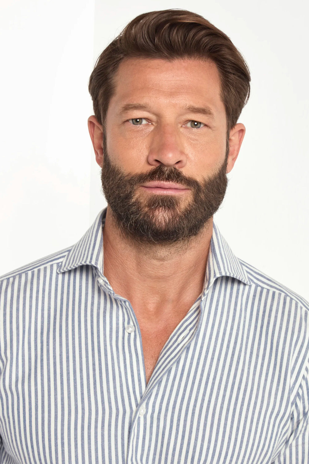 blue striped shirt, men's striped shirt, italian cotton cashmere shirt, blue button down shirt, luxury men's shirt, elegant men's shirt, refined striped shirt, tailored blue shirt, premium italian shirt, sophisticated men's shirt, timeless italian shirt, upscale men's shirt, classic striped shirt, italian craftsmanship shirt, premium men's cashmere shirt, refined italian striped shirt