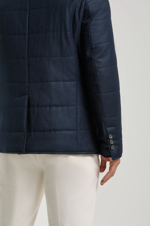 Pini Parma made in Italy men blue wool cashmere padded jacket