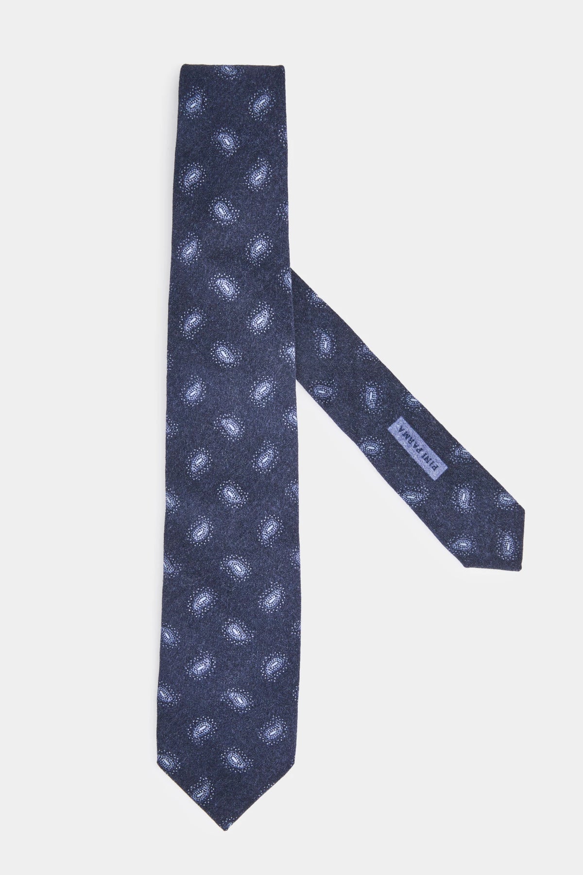 men pini parma blue tie made in italy in wool and cashmere with paisley pattern 