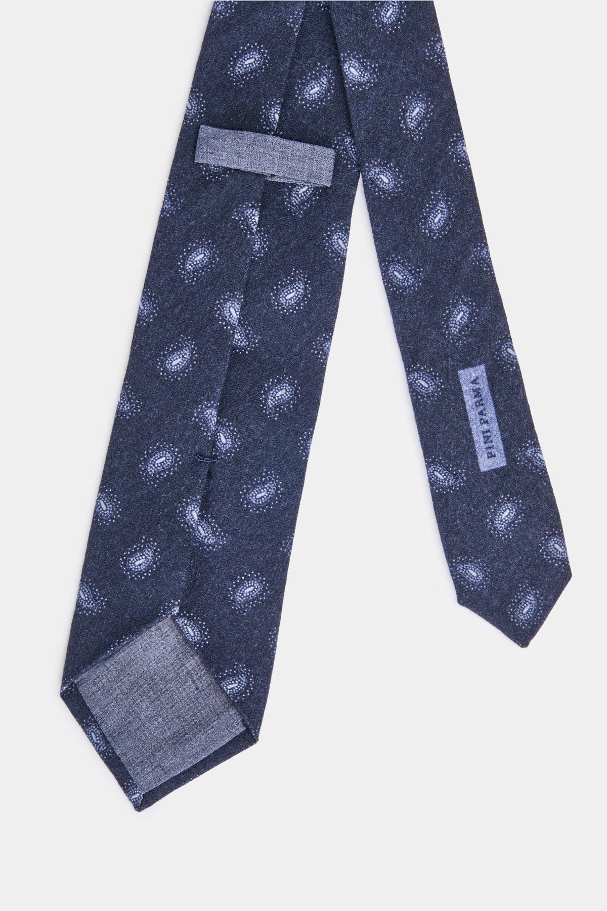 men pini parma blue tie made in italy in wool and cashmere with paisley pattern 