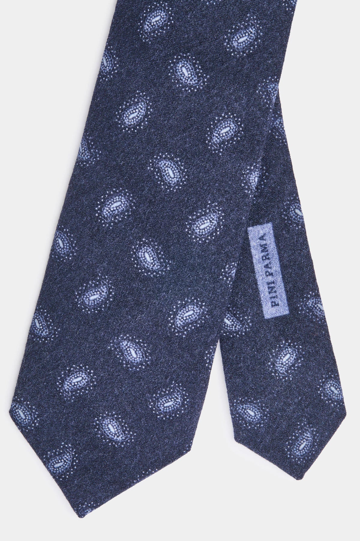 men pini parma blue tie made in italy in wool and cashmere with paisley pattern 