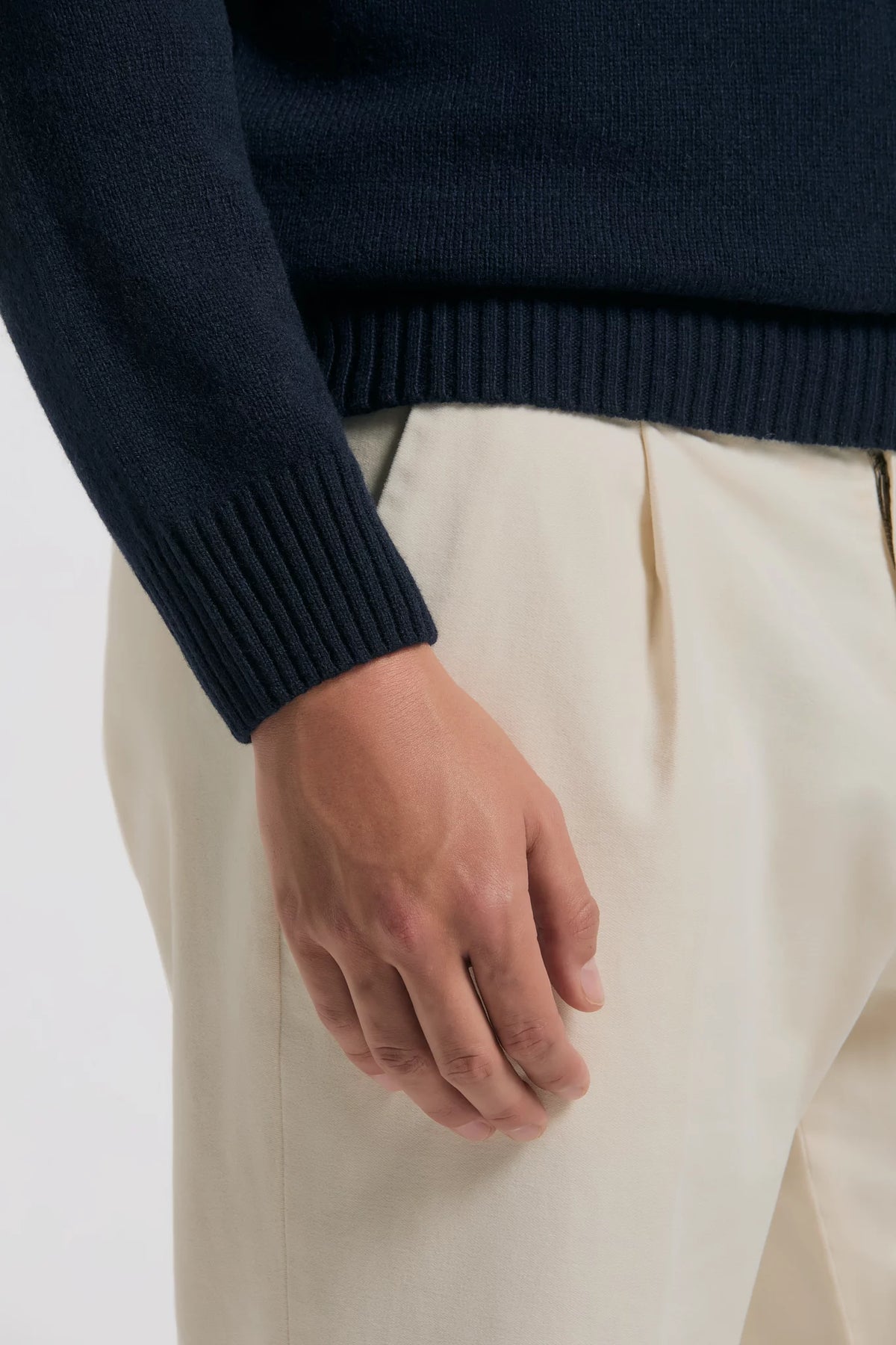 men pini parma blue long sleeve polo made in italy in wool and cashmere 