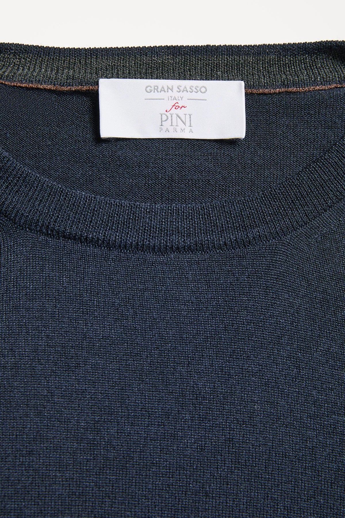 Men Pini Parma blue round neck made in italy in silk and wool by gran sasso 