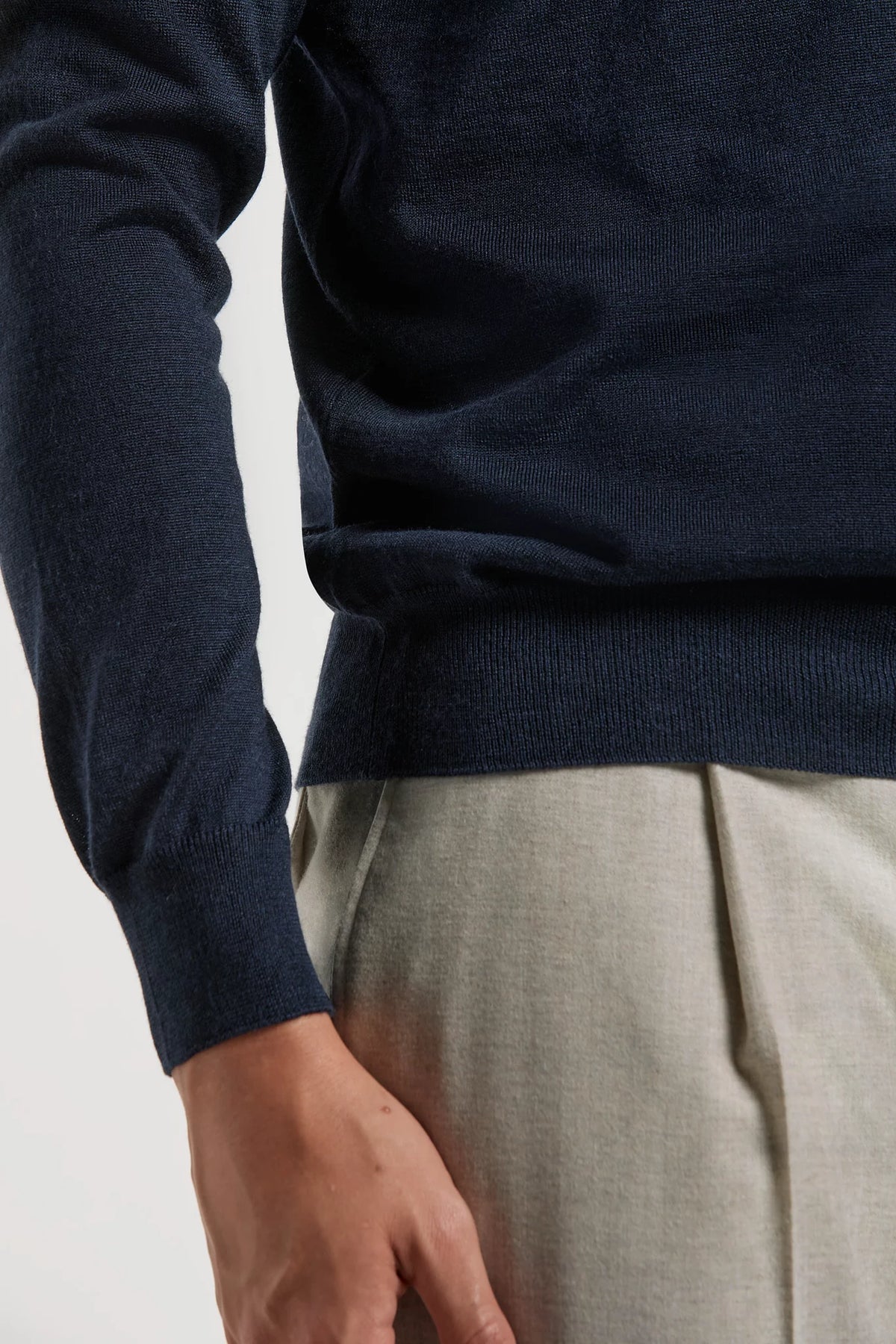 Men Pini Parma blue round neck made in italy in silk and wool by gran sasso 