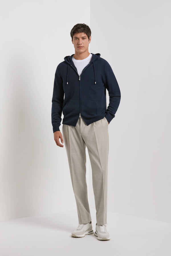 Blue knitted hoodie - Made in Italy