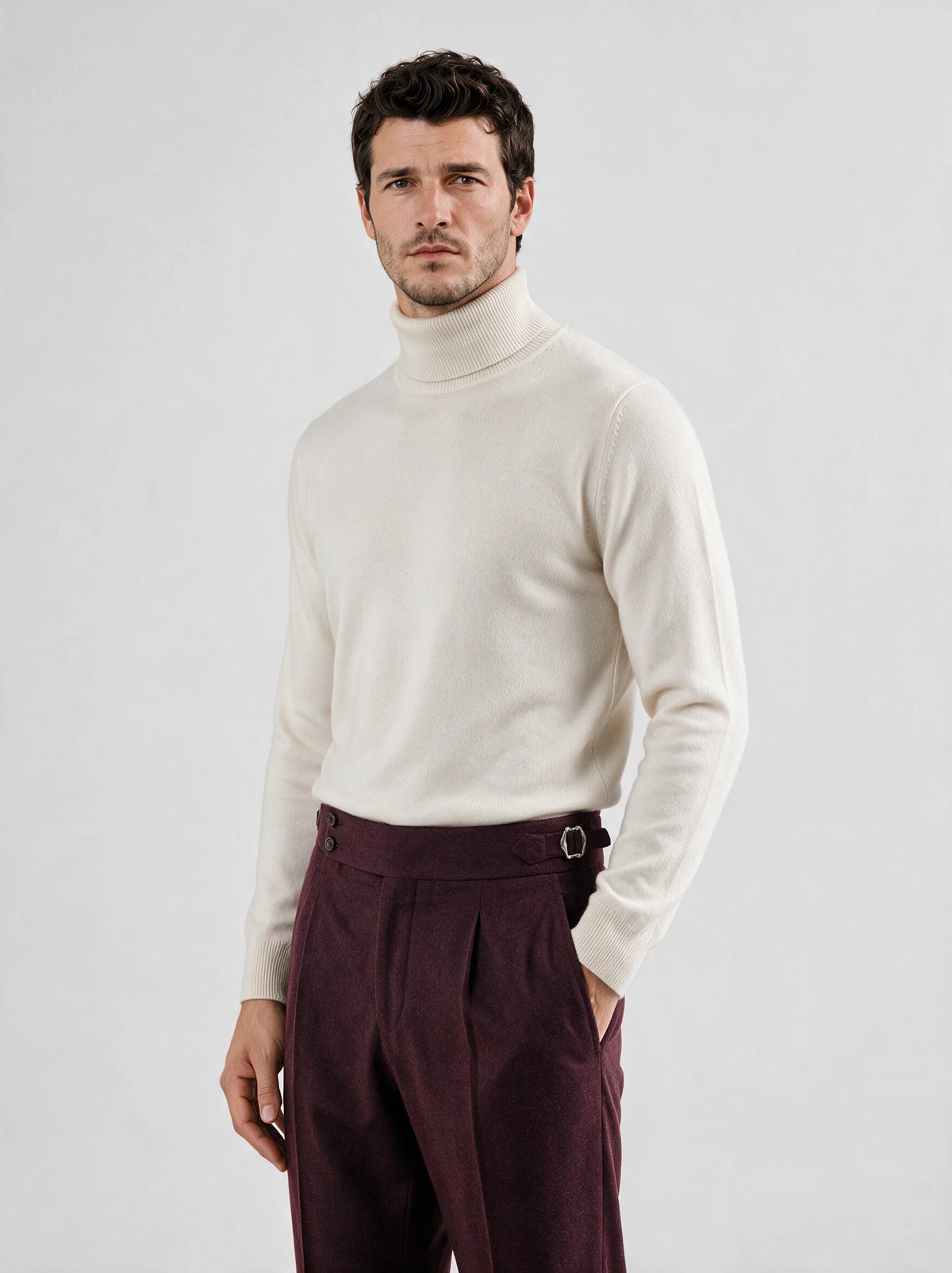 Bordeaux flannel Soragna trousers - Made in Italy