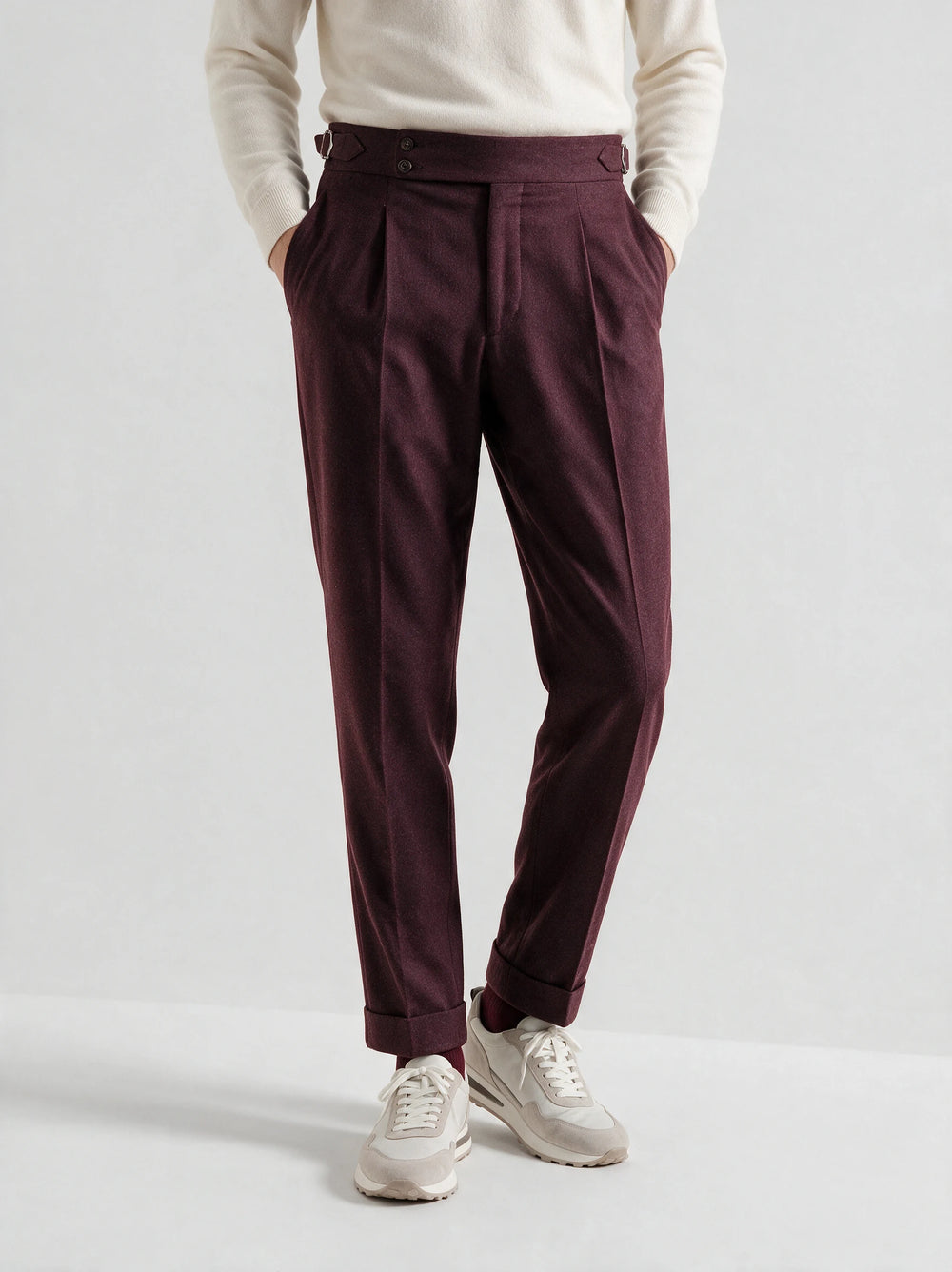 Bordeaux flannel Soragna trousers - Made in Italy