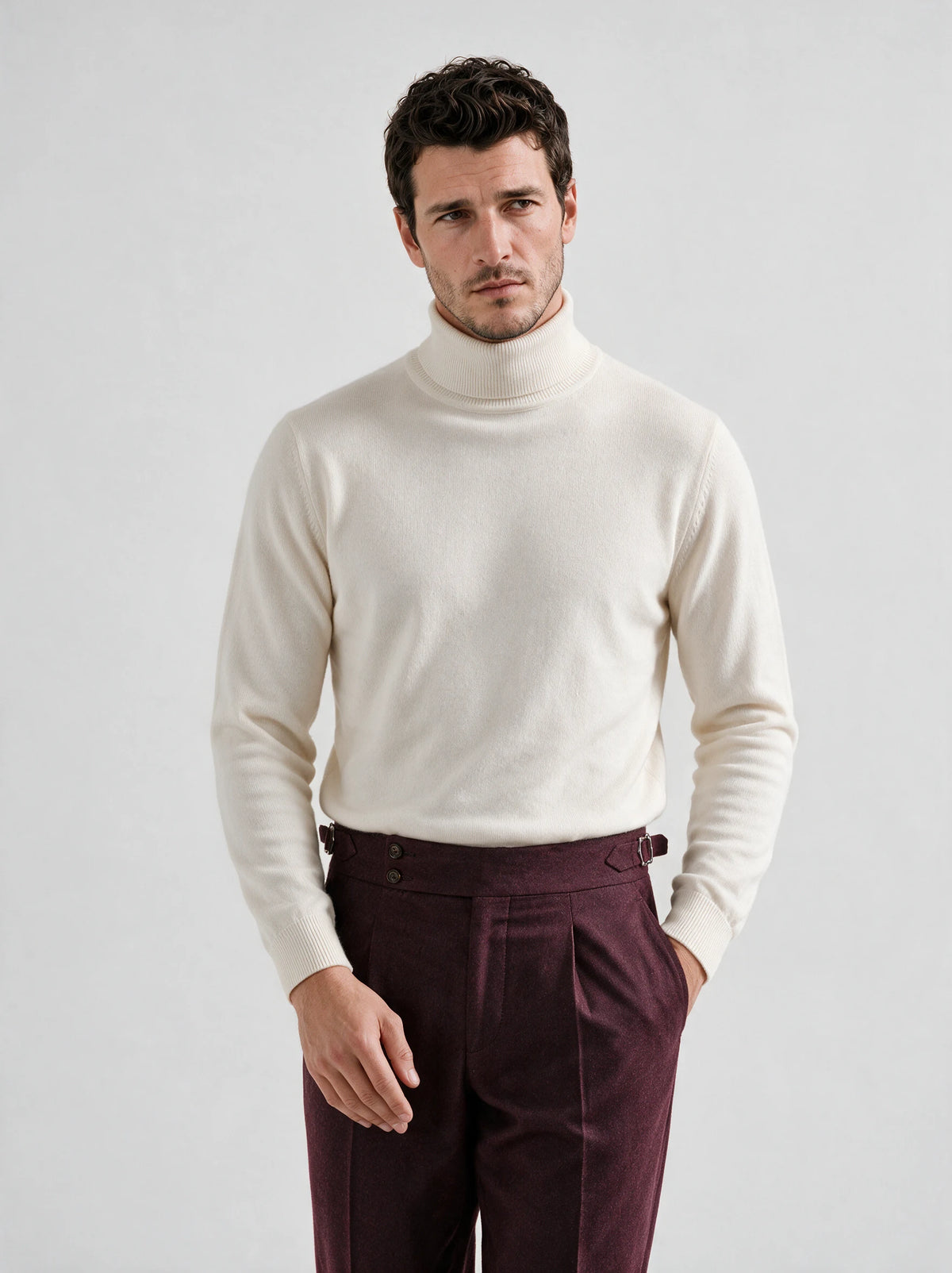 Bordeaux flannel Soragna trousers - Made in Italy