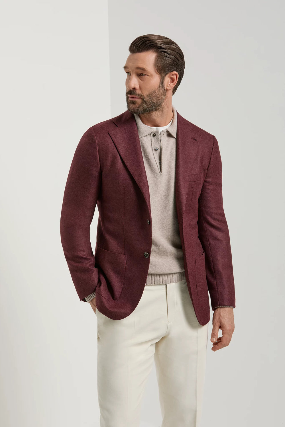 Pini Parma made in Italy men bordeaux jacket wool cashmere 