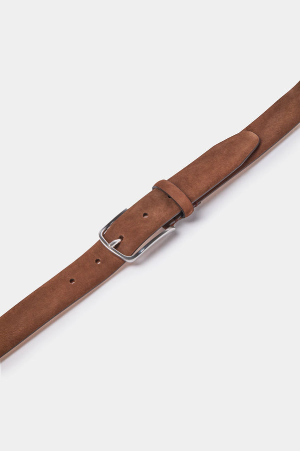 men pini parma brown belt made in italy in nabuk leather 