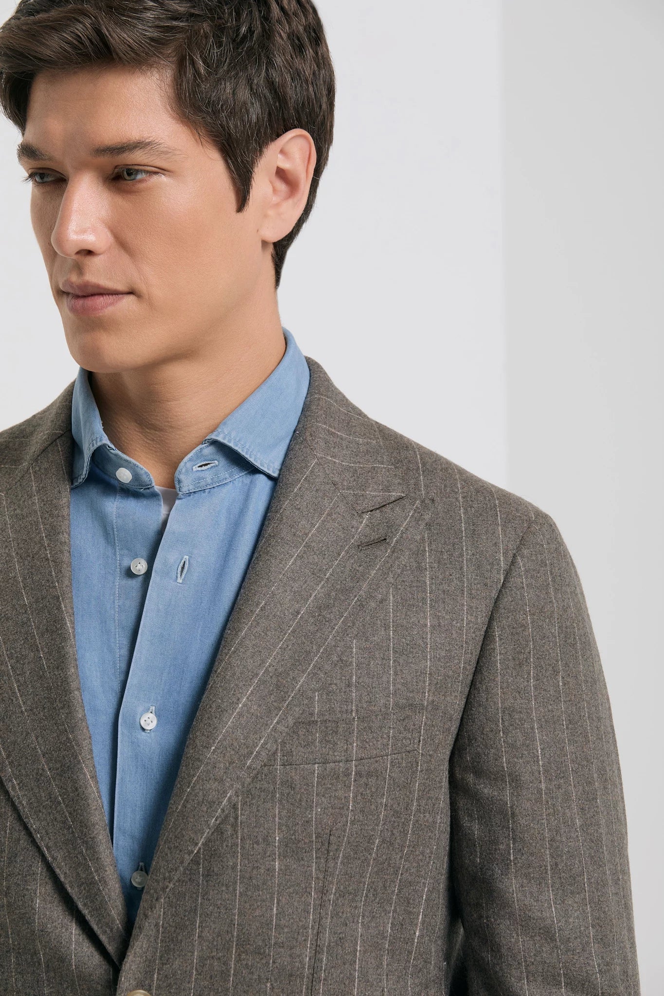 Pini Parma made in italy men brown wool cashmere striped suit