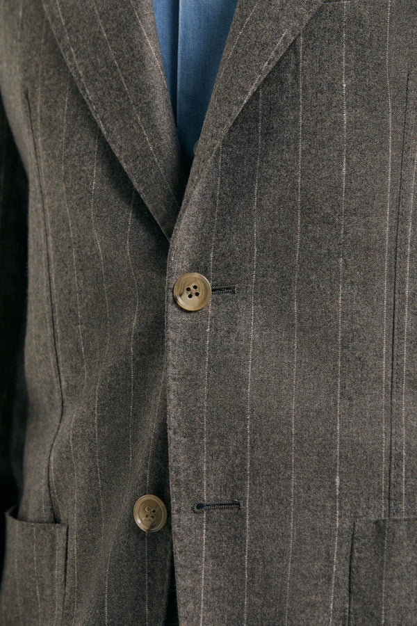 Pini Parma made in italy men brown wool cashmere striped suit