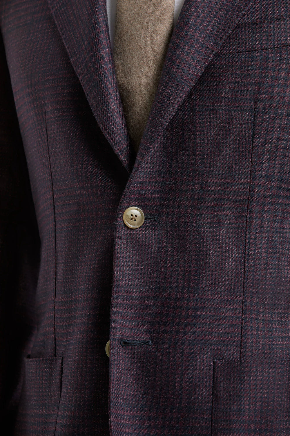 Men Pini Parma Made in Italy burgundy wool jacket wales tweed Loro Piana 