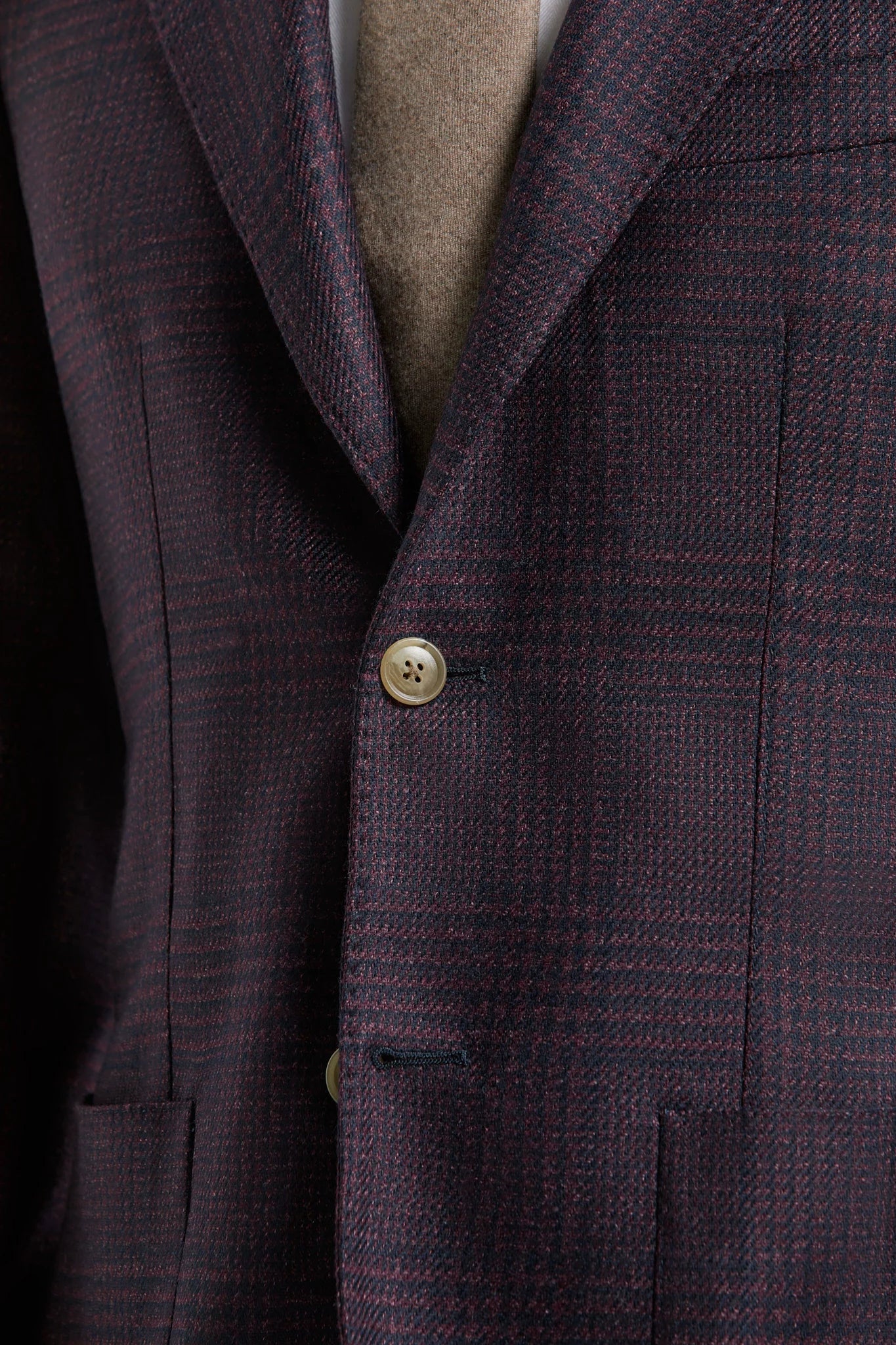 Men Pini Parma Made in Italy burgundy wool jacket wales tweed Loro Piana 