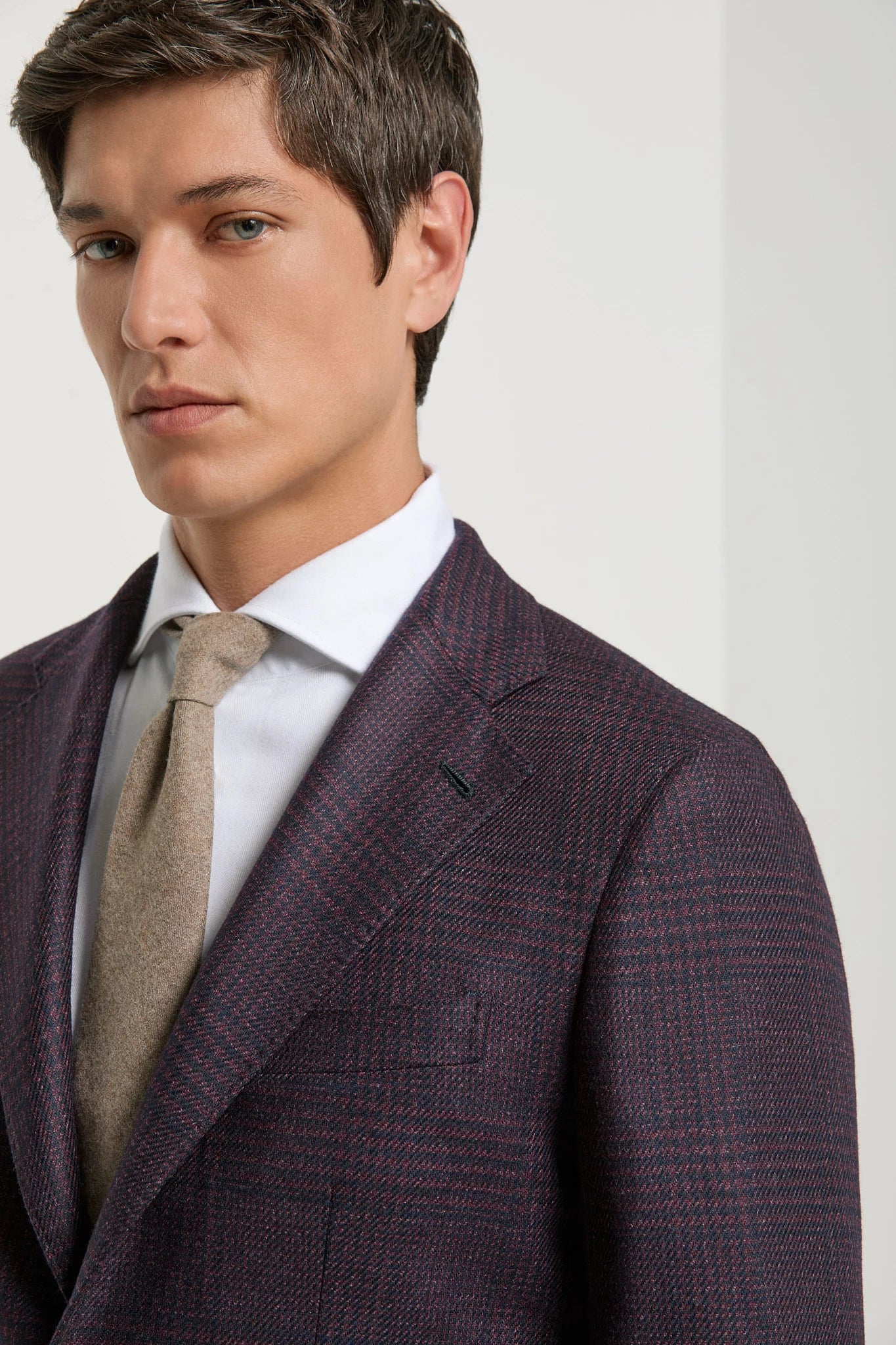 Men Pini Parma Made in Italy burgundy wool jacket wales tweed Loro Piana 