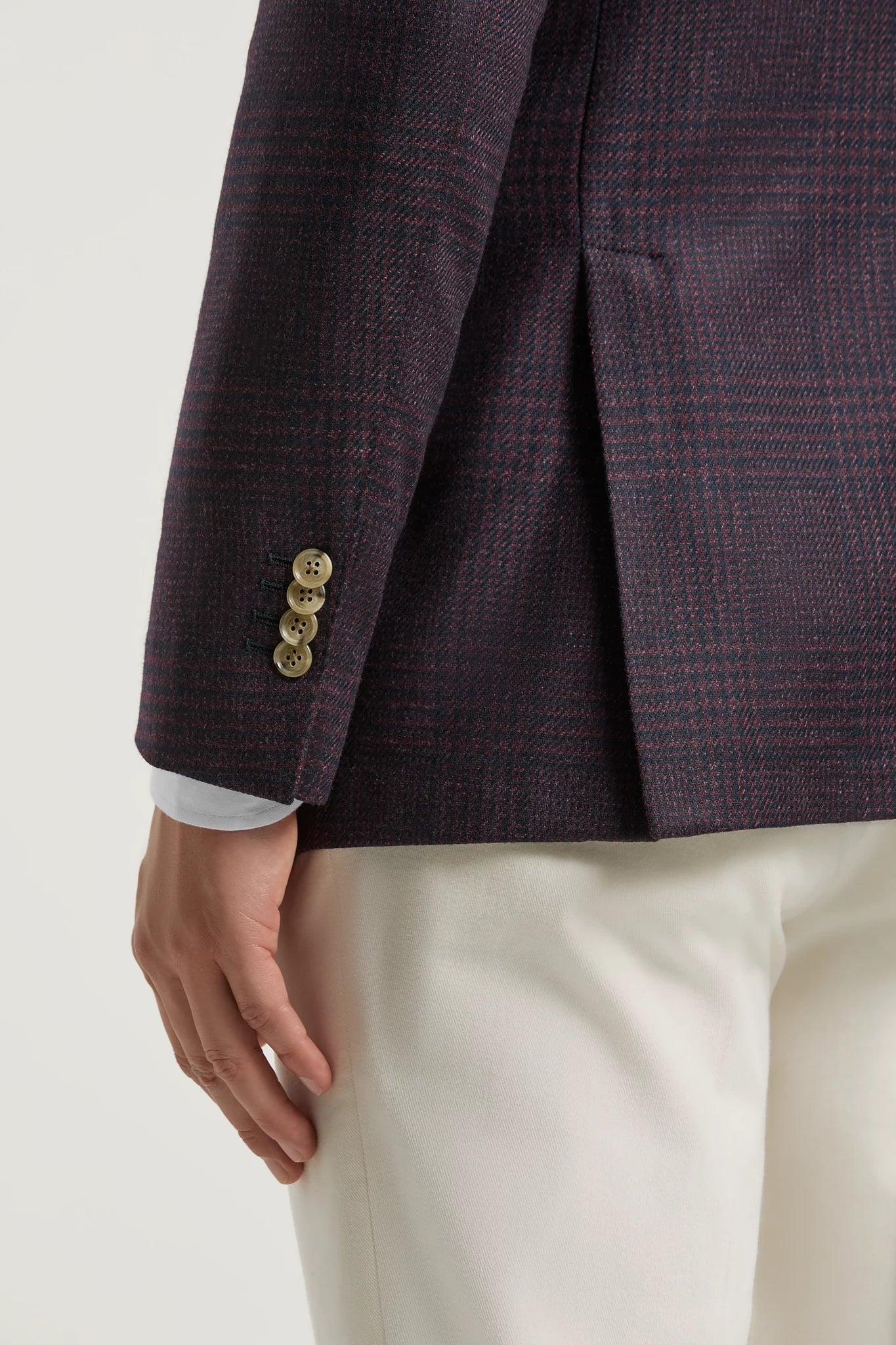 Men Pini Parma Made in Italy burgundy wool jacket wales tweed Loro Piana 