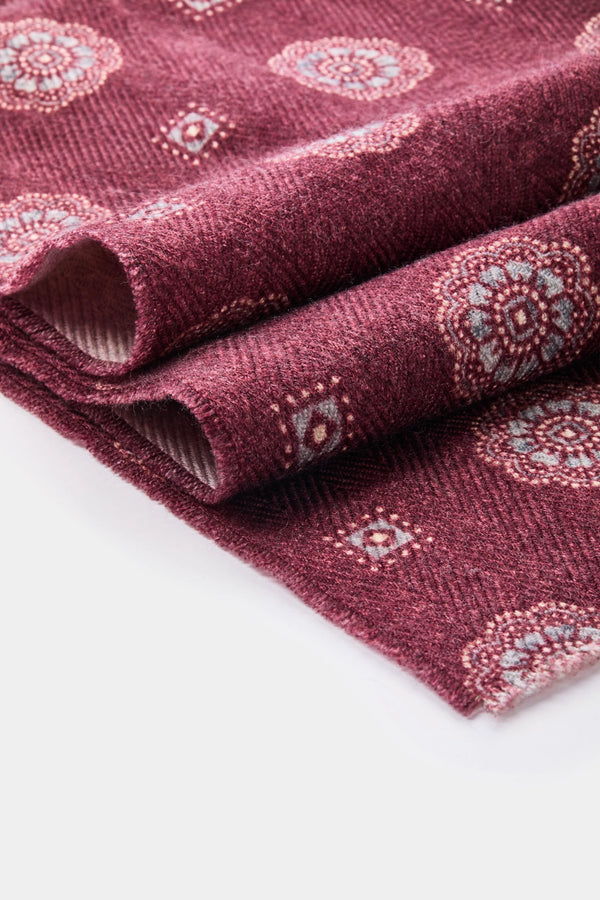 men pini parma burgundy scarf made in italy with flower pattern 