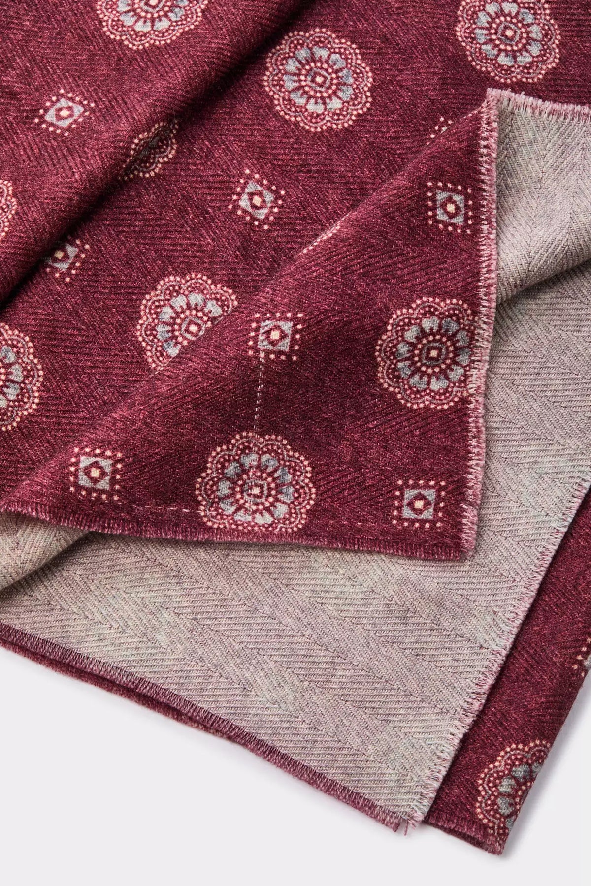 men pini parma burgundy scarf made in italy with flower pattern 