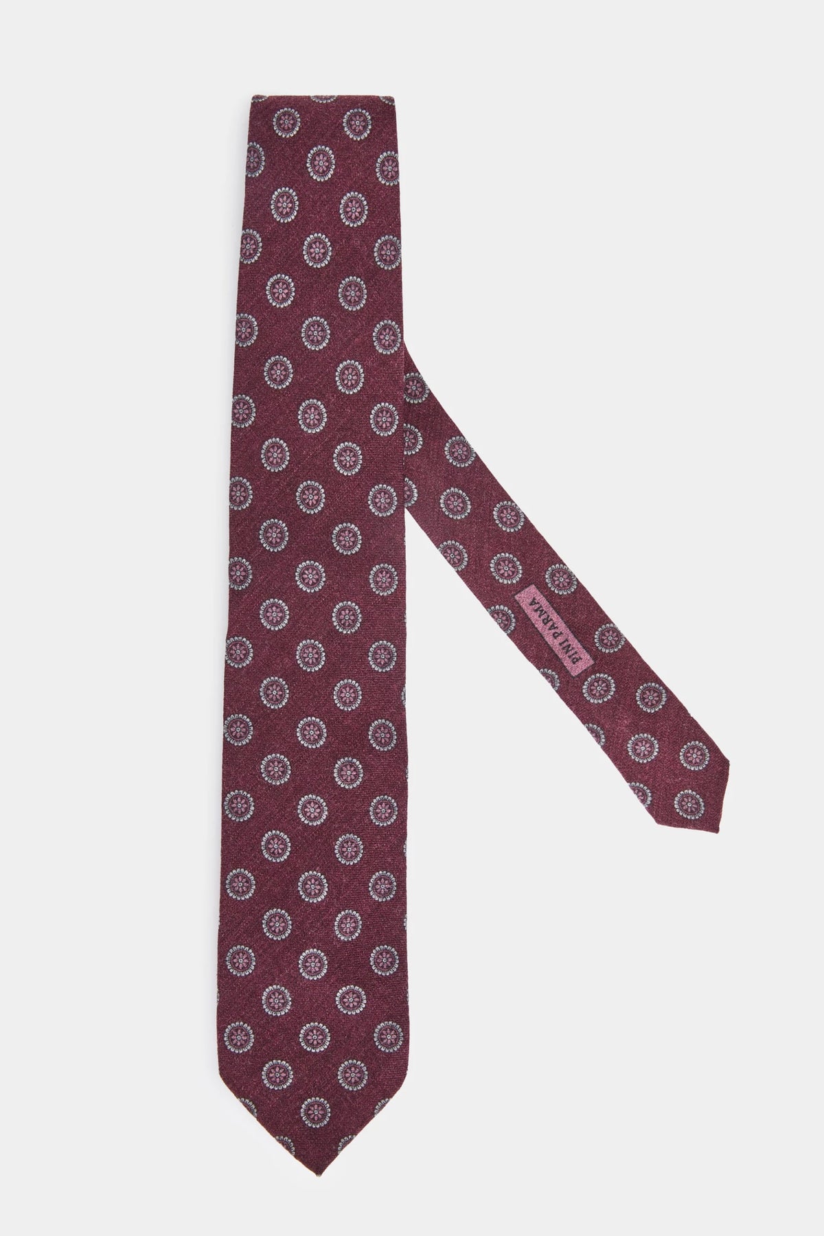 men pini parma burgundy tie with floral details made in italy 