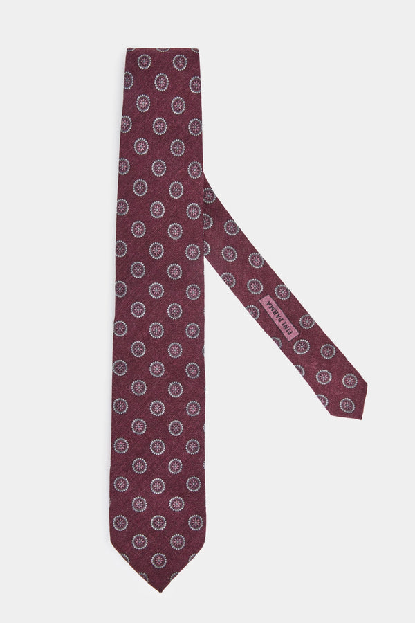 men pini parma burgundy tie with floral details made in italy 