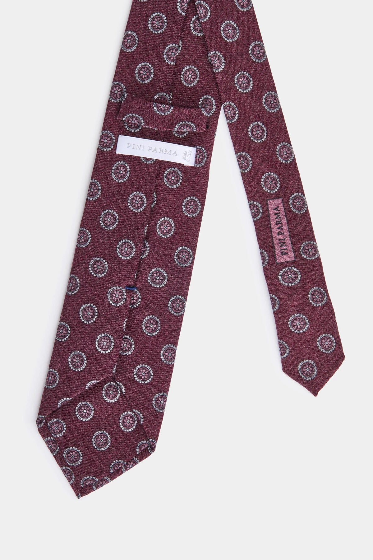 men pini parma burgundy tie with floral details made in italy 
