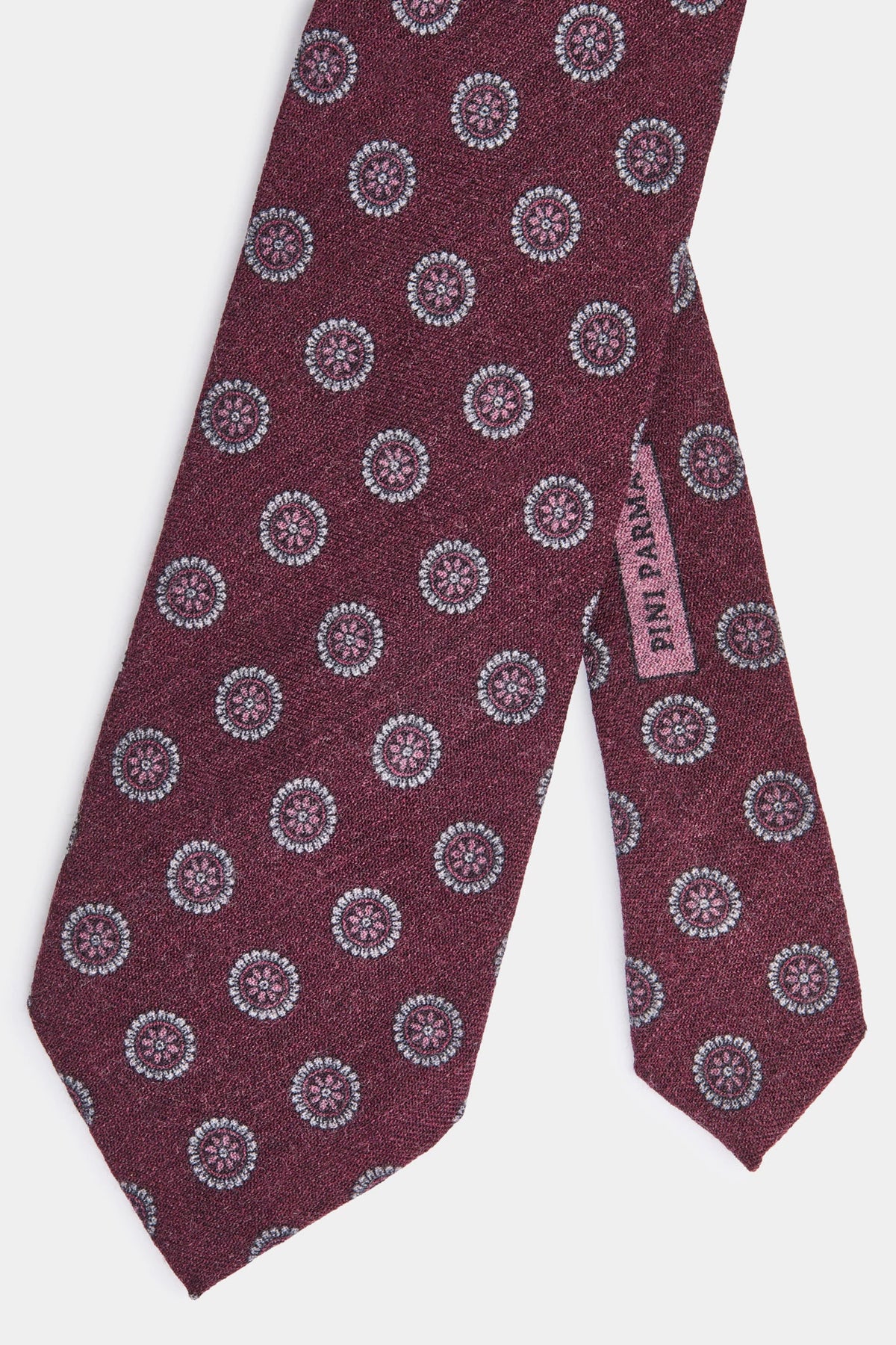 men pini parma burgundy tie with floral details made in italy 