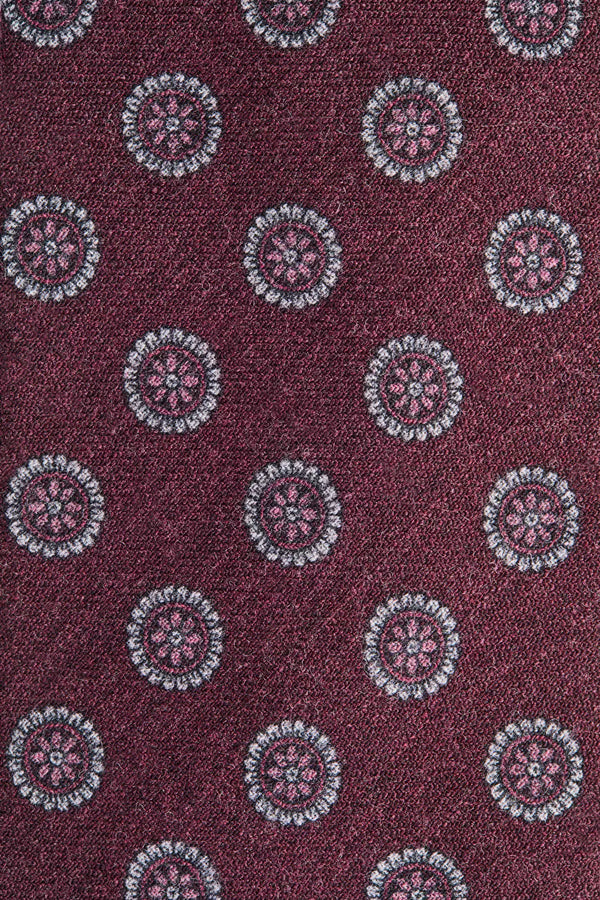 men pini parma burgundy tie with floral details made in italy 