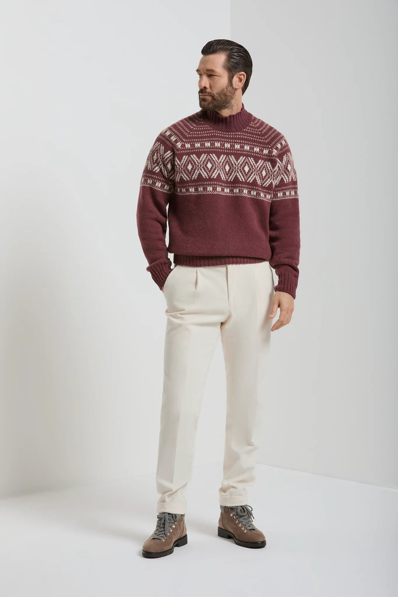 men pini parma burgundy mock neck made in italy by gran sasso 