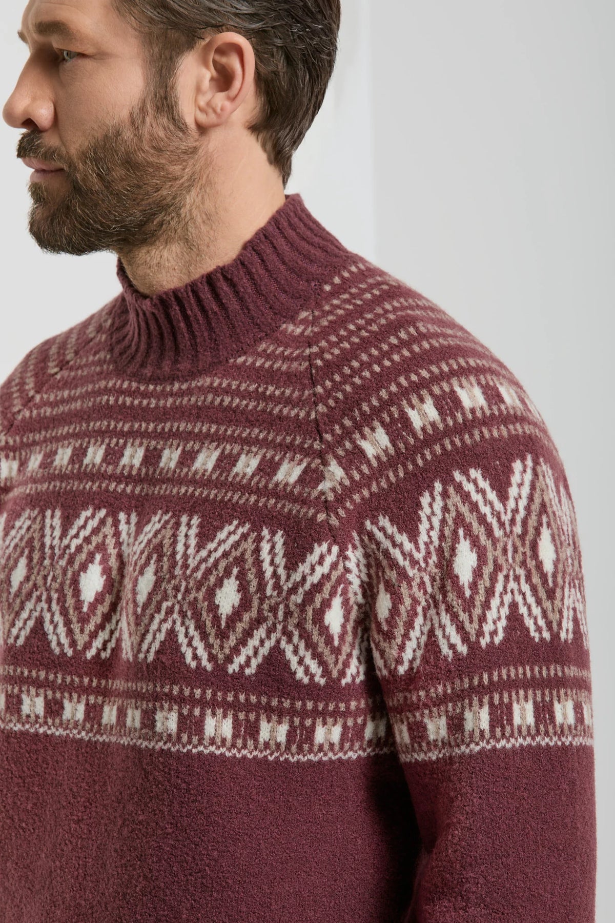 men pini parma burgundy mock neck made in italy by gran sasso 