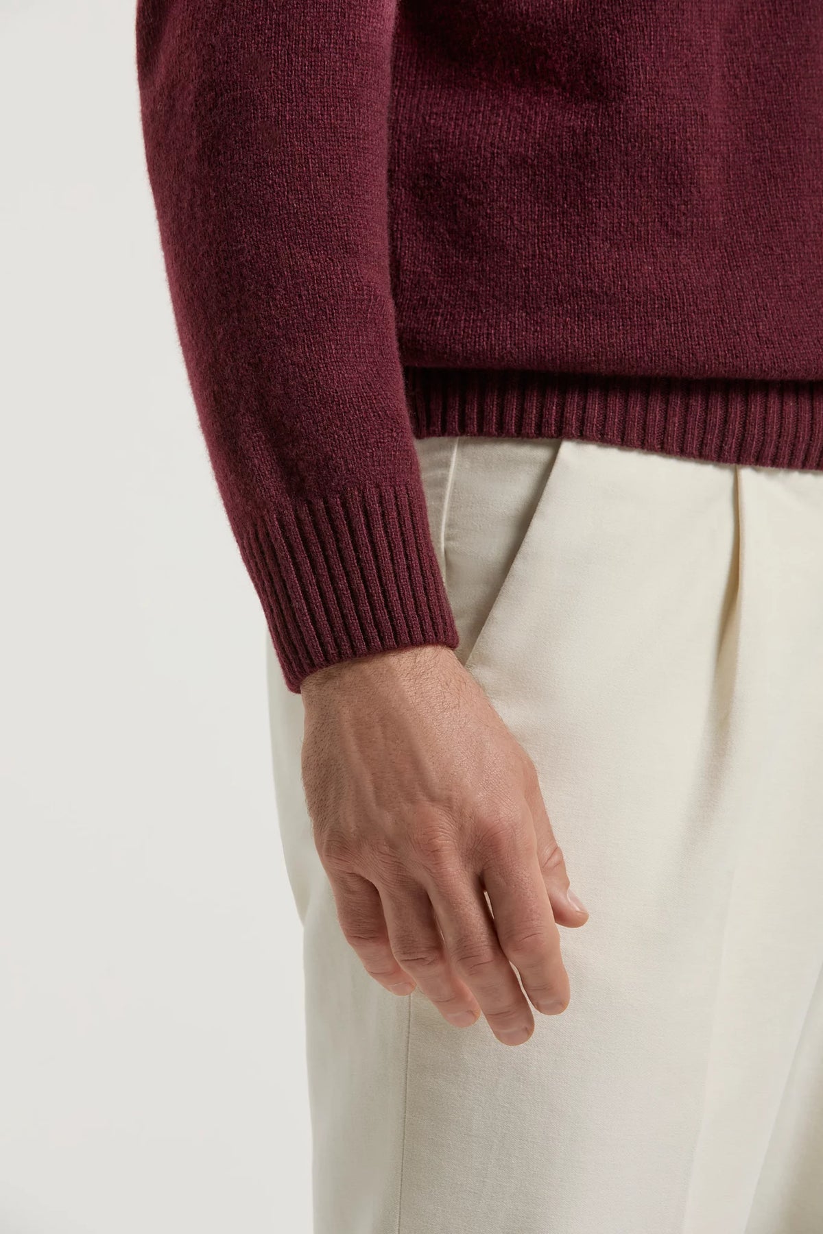 men pini parma burgundy long sleeve polo made in italy in wool and cashmere 