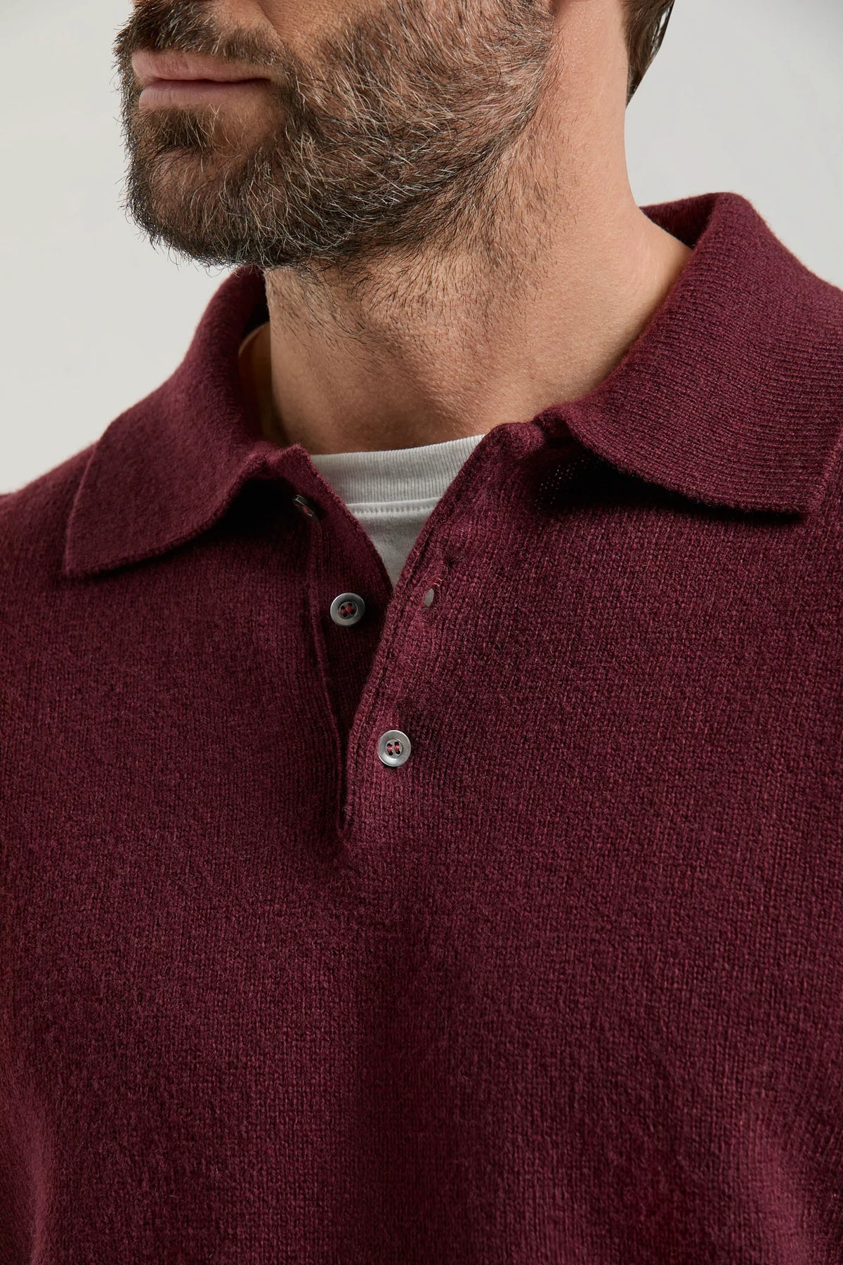 men pini parma burgundy long sleeve polo made in italy in wool and cashmere 