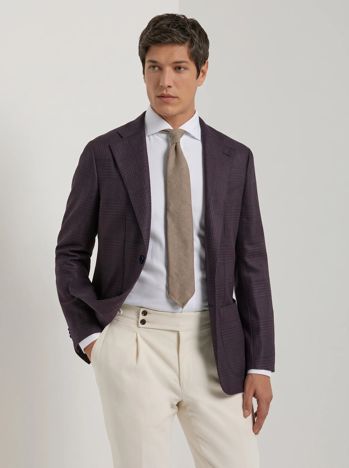 Veste bordeaux Prince de Galles - Made in Italy