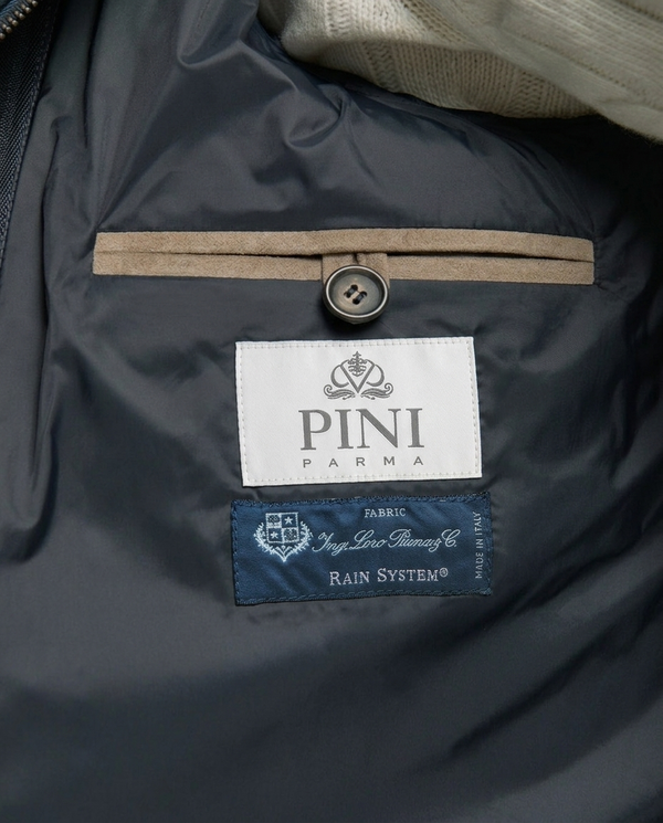 Blue wool and cashmere padded jacket - Made in Italy