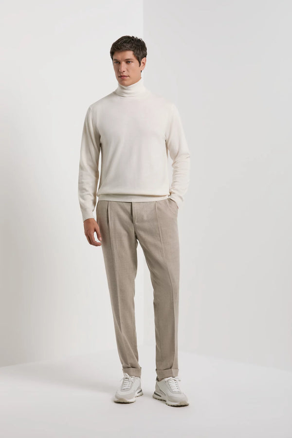 men pini parma cream turtleneck made in italy in merino wool 