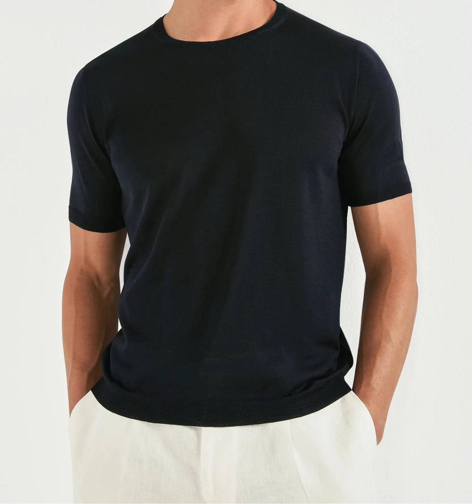 Pini Parma Italy men Dark navy wool t-shirt casual