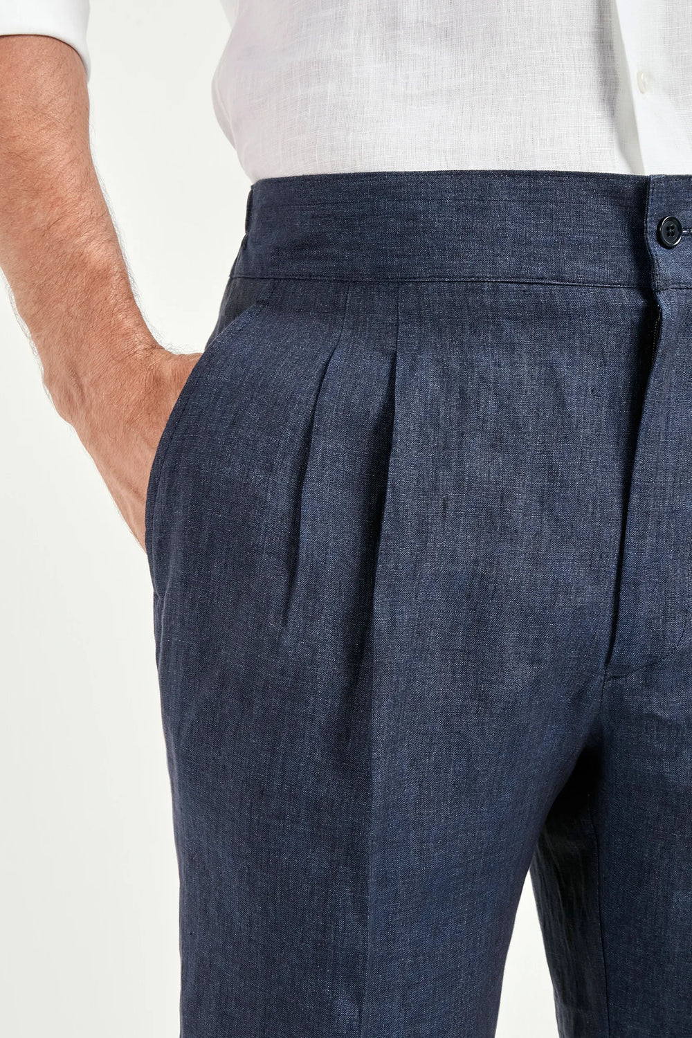 Men Pini Parma blue relaxed shorts made in italy in Linen