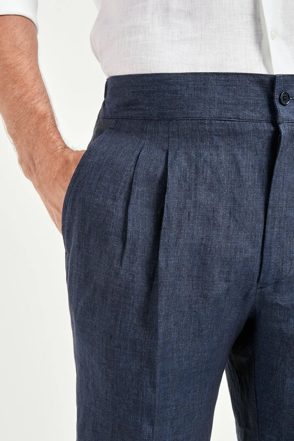 Men Pini Parma blue relaxed shorts made in italy in Linen