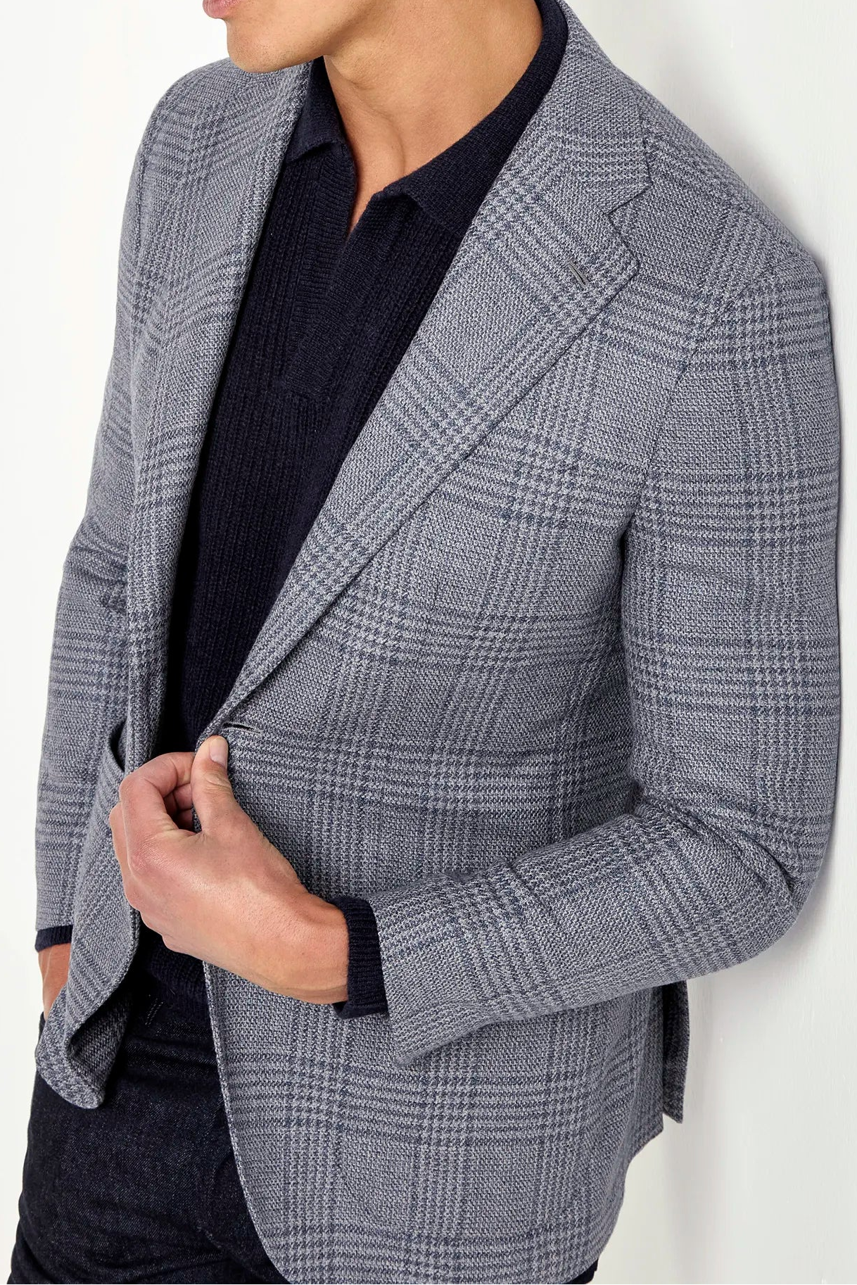 dusty blue prince of wales jacket, men's prince of wales jacket, italian wool jacket, blue patterned jacket, luxury men's jacket, elegant men's blazer, refined prince of wales jacket, tailored dusty blue jacket, premium italian jacket, sophisticated men's blazer, timeless italian jacket, upscale men's blazer, classic prince of wales jacket, italian craftsmanship blazer, premium men's wool blazer, refined italian jacket
