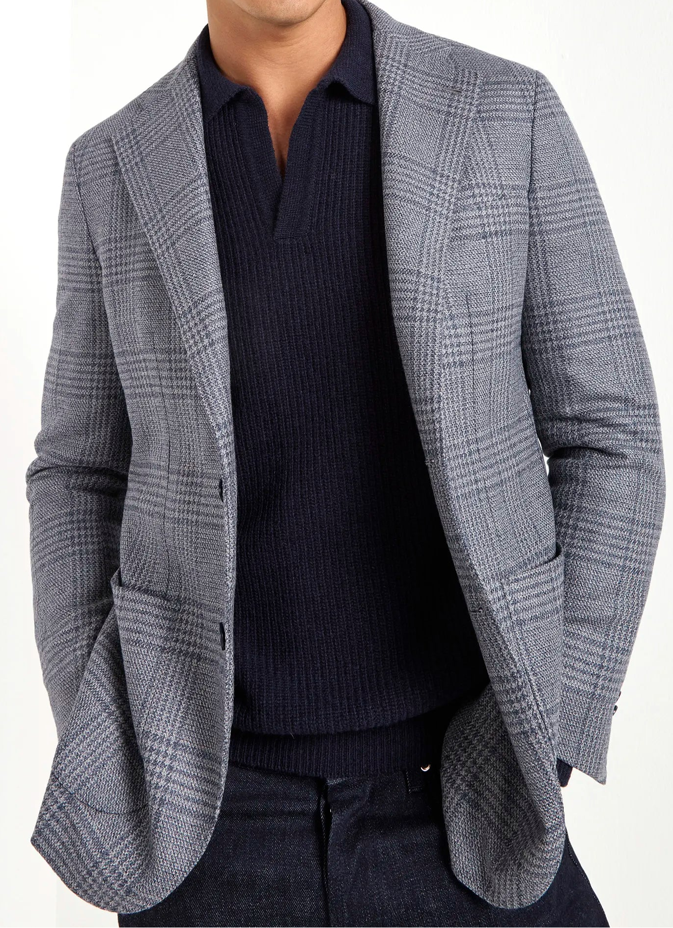 dusty blue prince of wales jacket, men's prince of wales jacket, italian wool jacket, blue patterned jacket, luxury men's jacket, elegant men's blazer, refined prince of wales jacket, tailored dusty blue jacket, premium italian jacket, sophisticated men's blazer, timeless italian jacket, upscale men's blazer, classic prince of wales jacket, italian craftsmanship blazer, premium men's wool blazer, refined italian jacket
