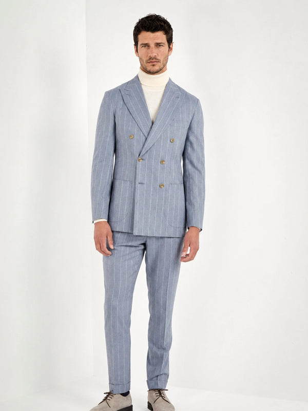 Pini Parma blue striped suit made in italy in wool 