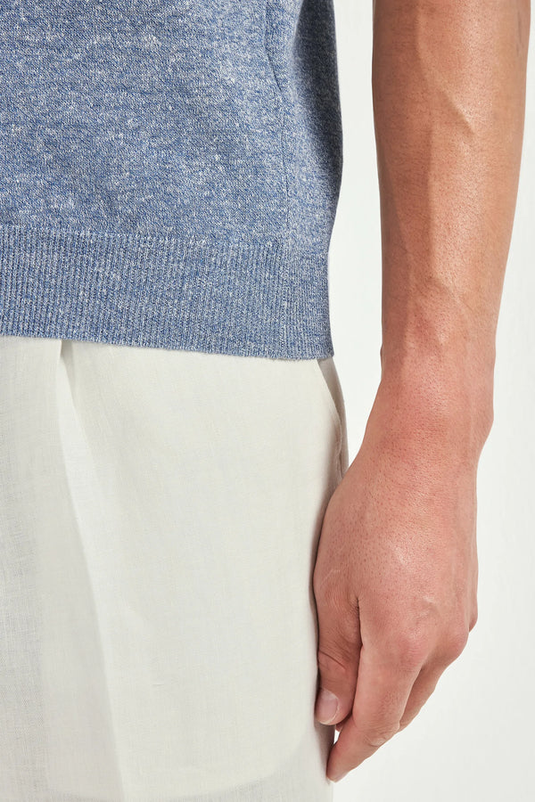 Men Pini Parma light blue striped t-shirt made in Italy by Gran Sasso in linen and cotton 