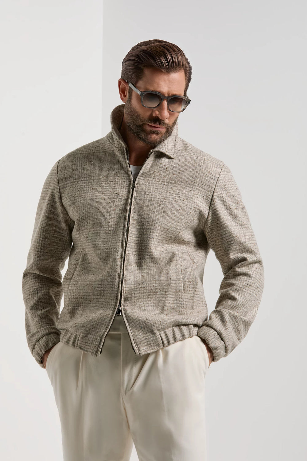 men pini parma prince of wales bomber made in italy in wool 